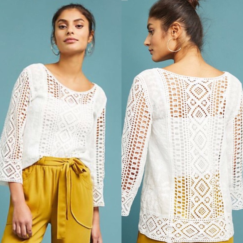 Blue Tassel • Anthropologie crochet top